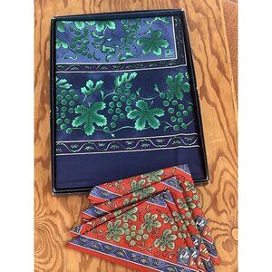 Vintage Tablecloth Japanese Collection Grapevine Navy 100% Cotton  51x67 NOS